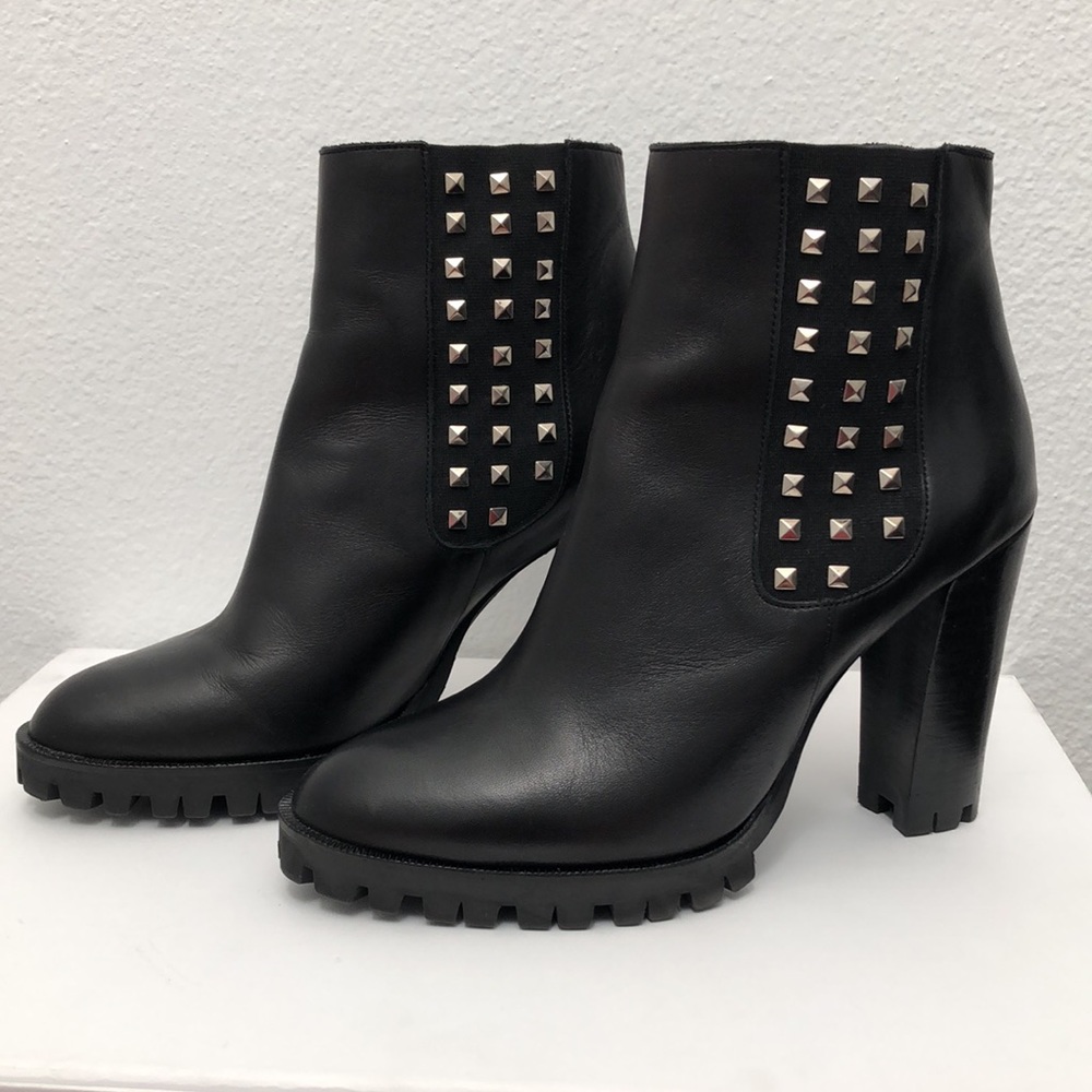 Kooples black leather studded booties